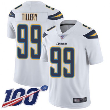 Los Angeles Chargers NFL Football Jerry Tillery White Jersey Men Limited #99 Road 100th Season Vapor Untouchable